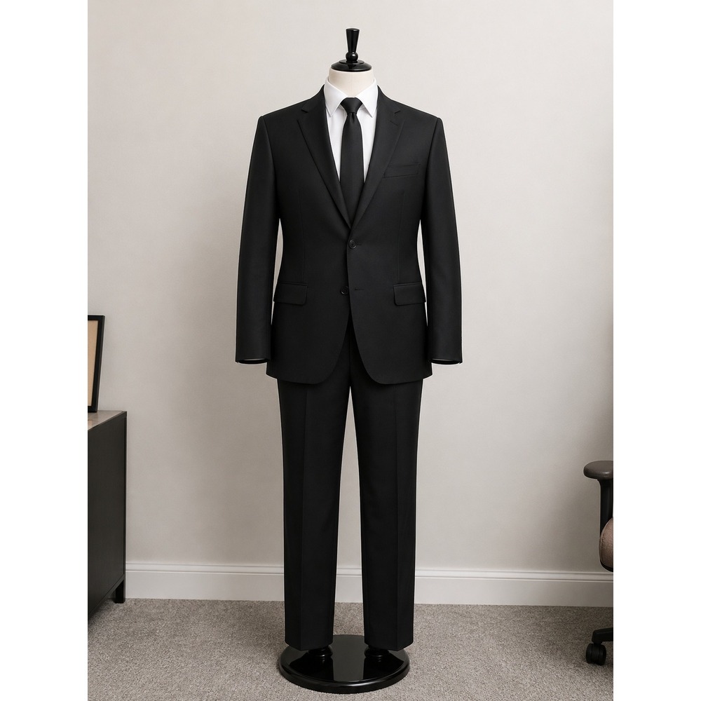 SuitSupply Sienna Black Single Breasted Suit Mens 52R 42W Wool Blend P5560108